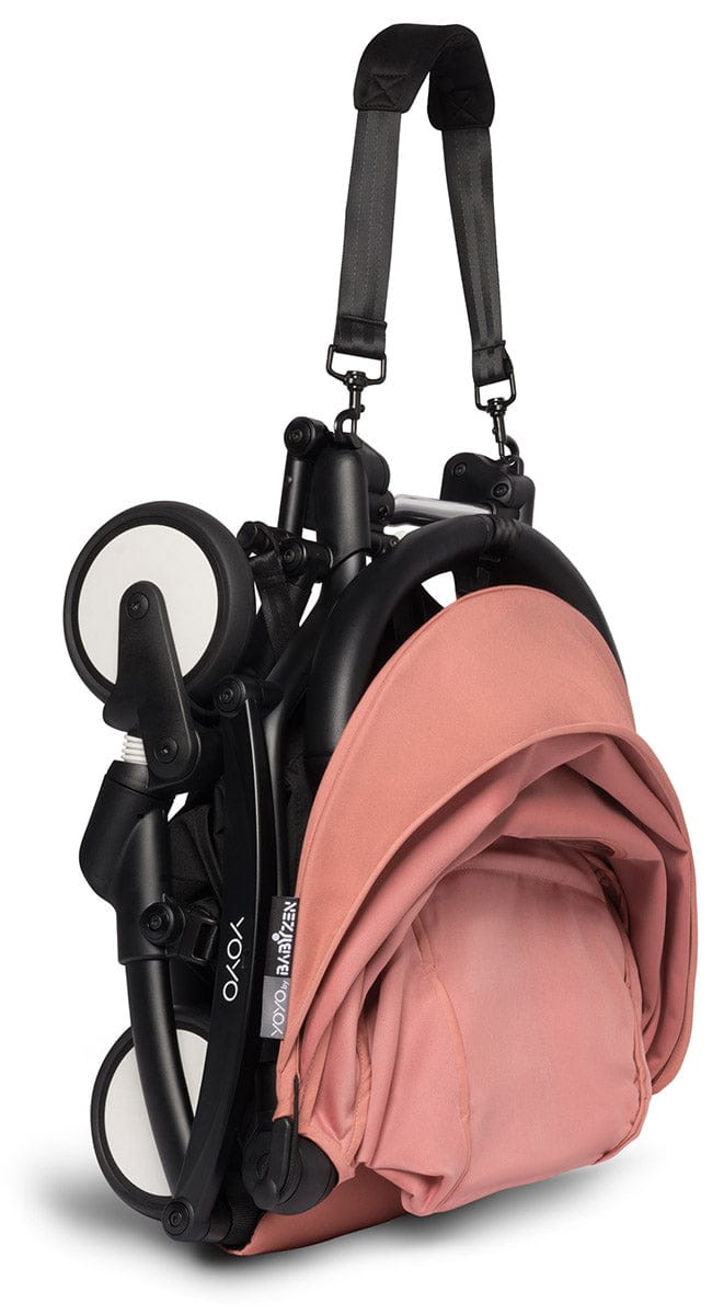 Babyzen YOYO2 Ultra Compact Complete 6+ Stroller with Bassinet & Rolling Bag Bundle - Black/Ginger - 604502-605106-6-RB-GIN