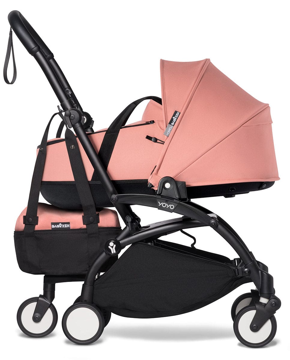 Babyzen YOYO2 Ultra Compact Complete 6+ Stroller with Bassinet & Rolling Bag Bundle - Black/Ginger - 604502-605106-6-RB-GIN
