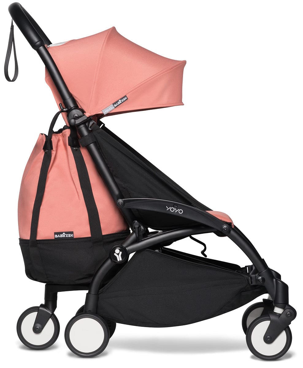 Babyzen YOYO2 Ultra Compact Complete 6+ Stroller with Bassinet & Rolling Bag Bundle - Black/Ginger - 604502-605106-6-RB-GIN