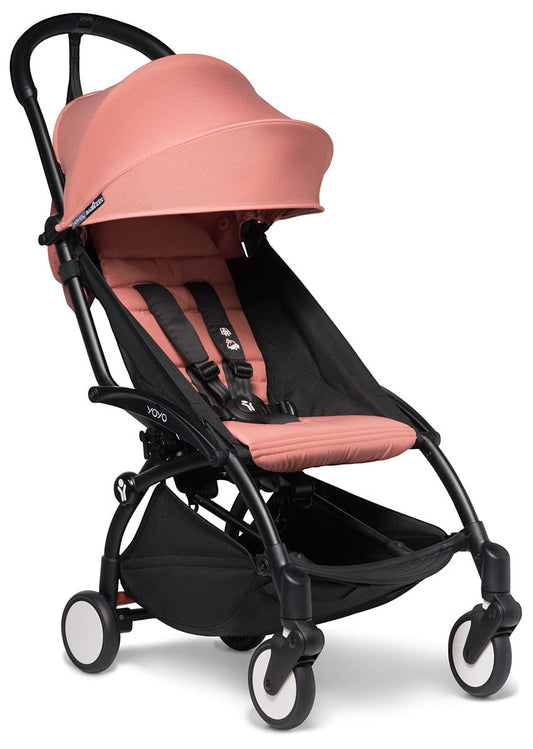Babyzen YOYO2 Ultra Compact Complete 6+ Stroller with Bassinet & Rolling Bag Bundle - Black/Ginger - 604502-605106-6-RB-GIN