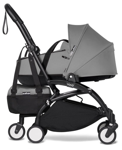 Babyzen YOYO2 Ultra Compact Complete 6+ Stroller with Bassinet & Rolling Bag Bundle - Black/Grey - 604502-605101-6-RB-GRY