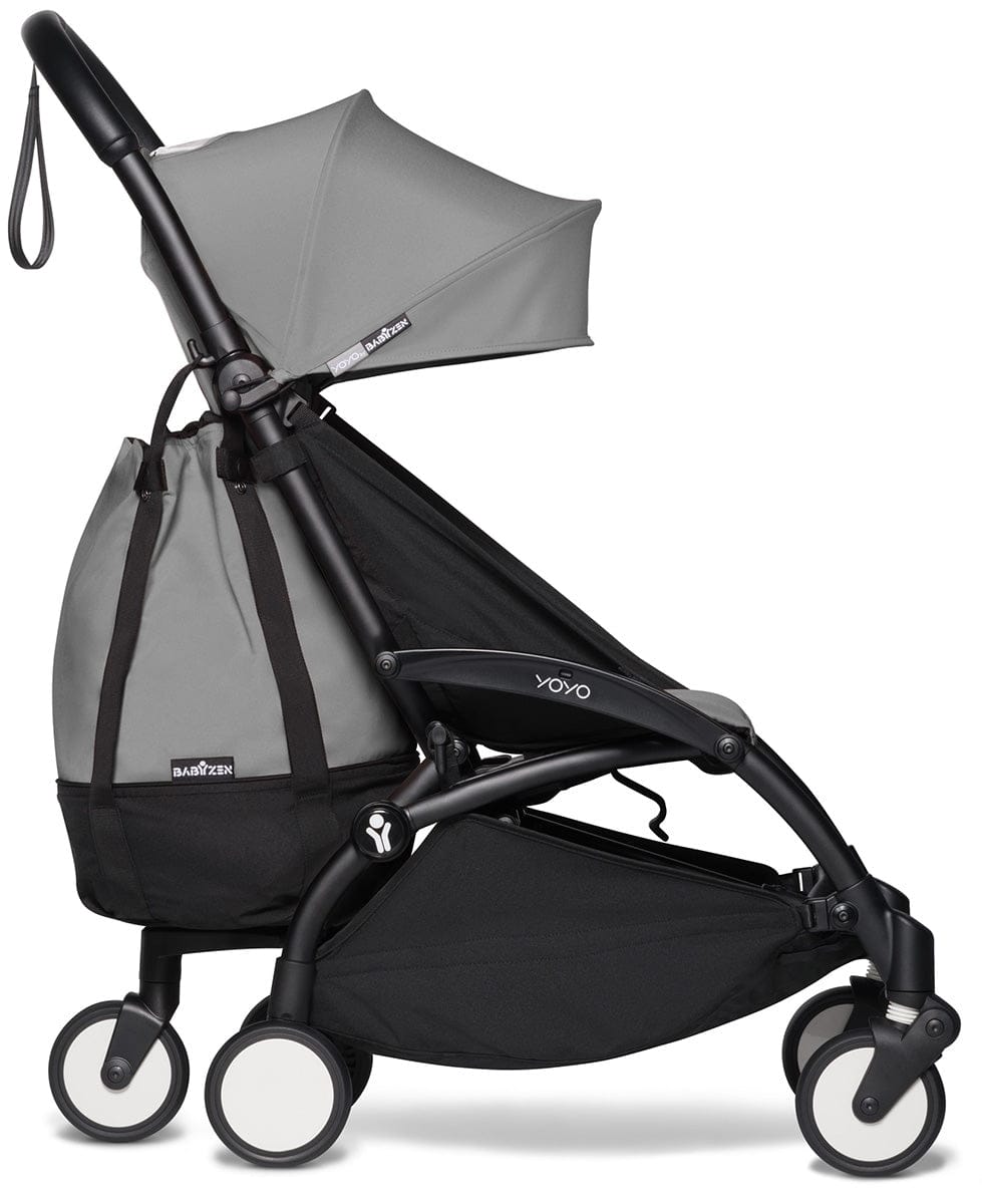 Babyzen YOYO2 Ultra Compact Complete 6+ Stroller with Bassinet & Rolling Bag Bundle - Black/Grey - 604502-605101-6-RB-GRY