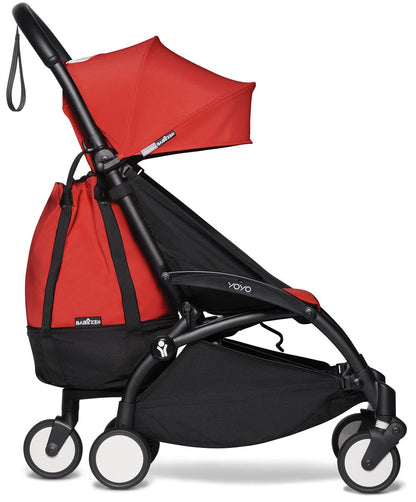 Babyzen YOYO2 Ultra Compact Complete 6+ Stroller with Bassinet & Rolling Bag Bundle - Black/Red - 604502-605102-6-RB-RED