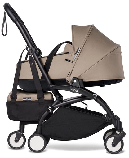 Babyzen YOYO2 Ultra Compact Complete 6+ Stroller with Bassinet & Rolling Bag Bundle - Black/Taupe - 604502-605104-6-RB-TPE