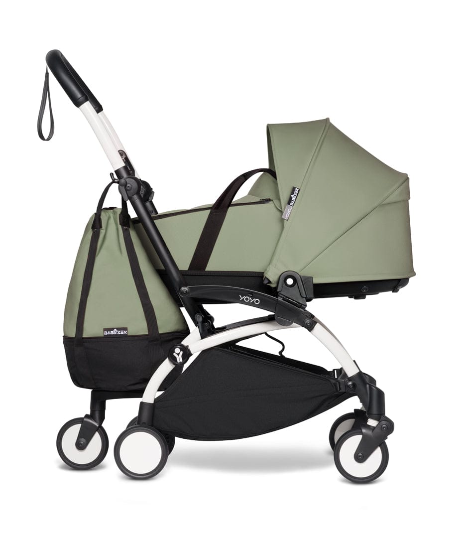 Babyzen YOYO2 Ultra Compact Complete 6+ Stroller with Bassinet & Rolling Bag Bundle - Black / Olive