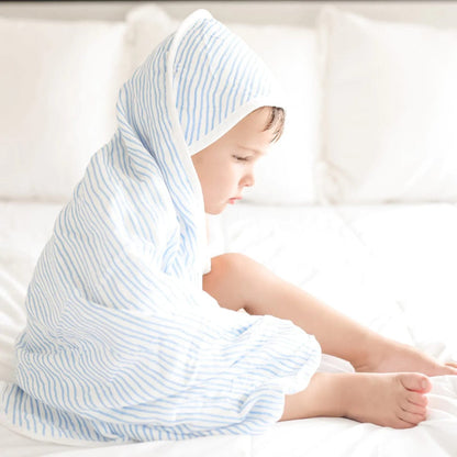 Bamboo Little Hooded Baby Towel & Washcloth Set - Blue Wave - TOW-WAS-BLU-W