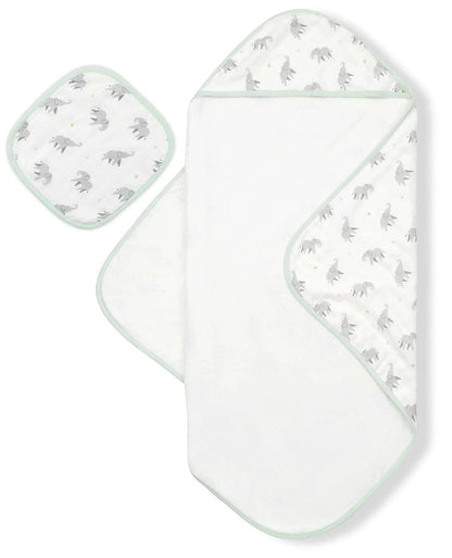 Bamboo Little Hooded Baby Towel & Washcloth Set - Elephant - TOW-WAS-ELE-W