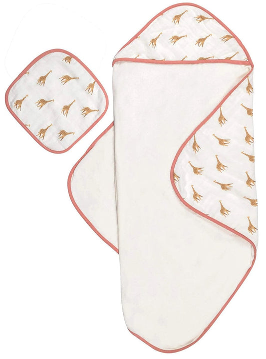 Bamboo Little Hooded Baby Towel & Washcloth Set - Giraffe - TOW-WAS-GIR-W