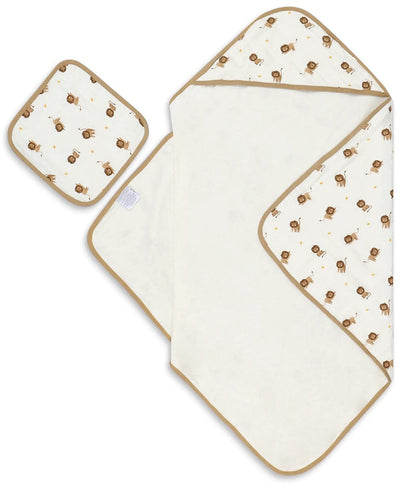 Bamboo Little Hooded Baby Towel & Washcloth Set - Lion - TOW-WAS-LIO-W