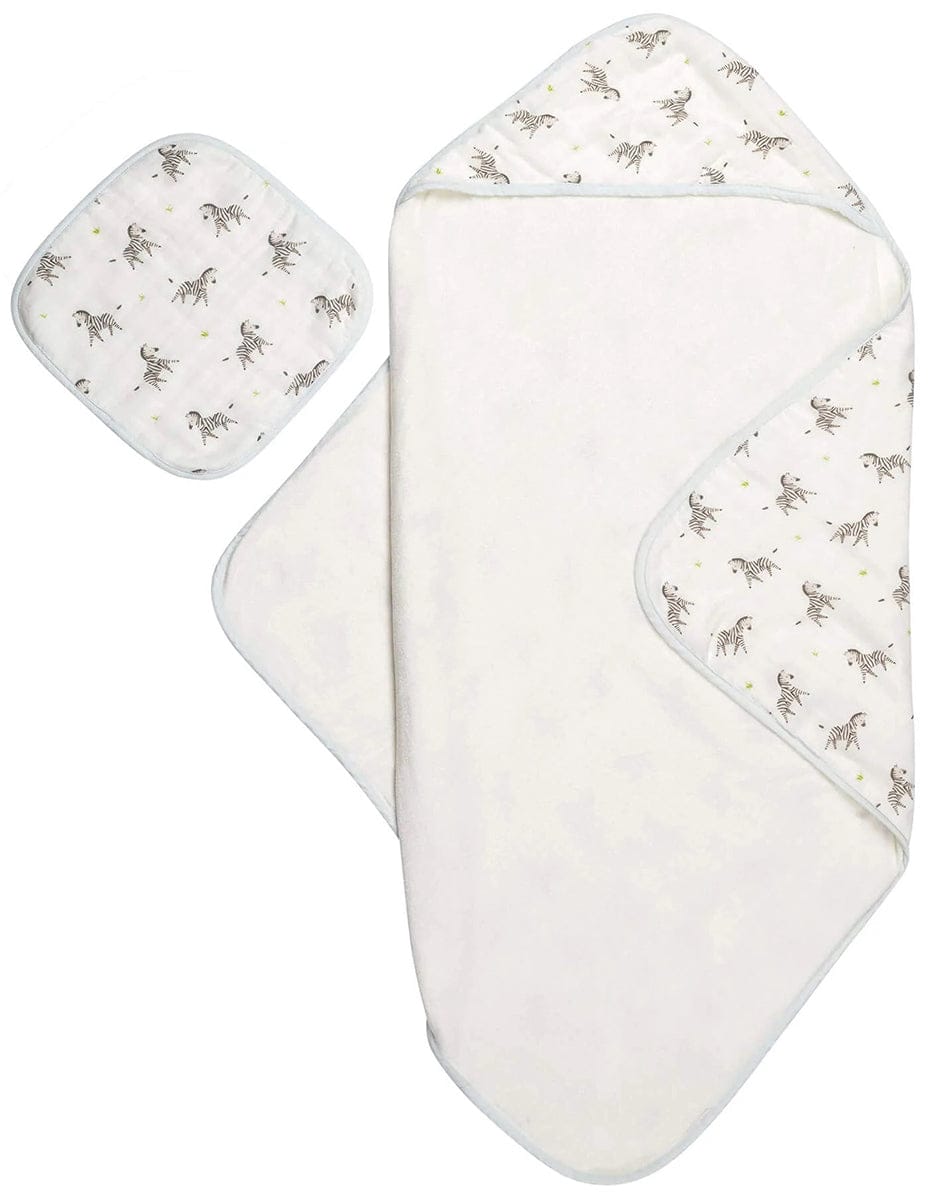 Bamboo Little Hooded Baby Towel & Washcloth Set - Zebra - TOW-WAS-ZEB-W