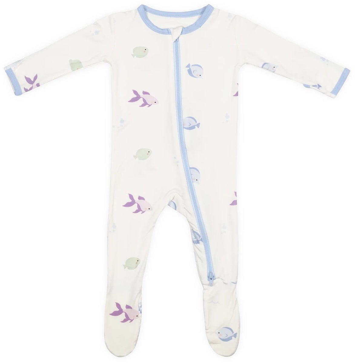 Bamboo Little Zippered Footie - Blue Fish (9-12m) - FOO-912-FISB-W