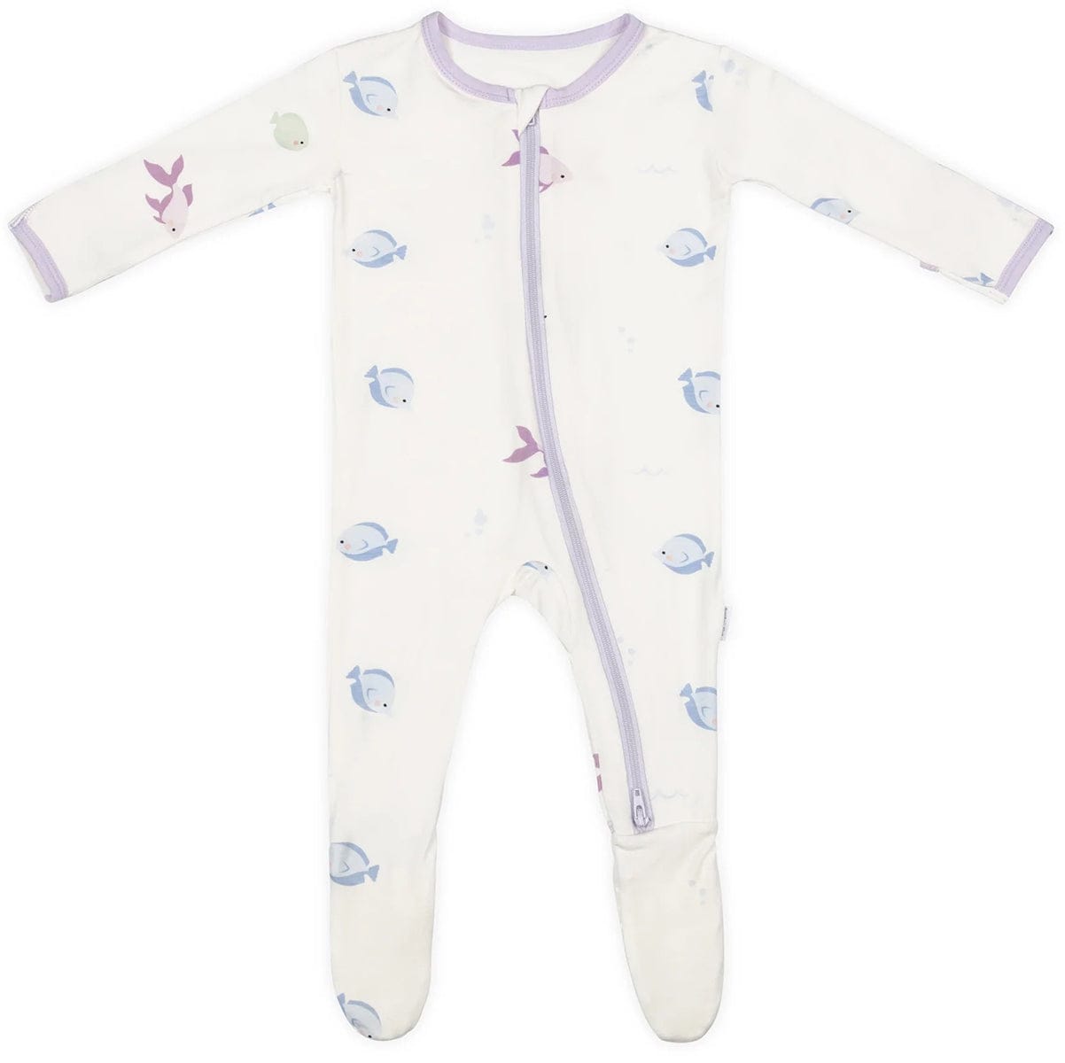 Bamboo Little Zippered Footie - Lavender Fish (0-3m) - FOO-03-FISL-W