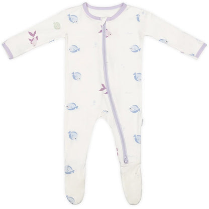 Bamboo Little Zippered Footie - Lavender Fish (0-3m) - FOO-03-FISL-W