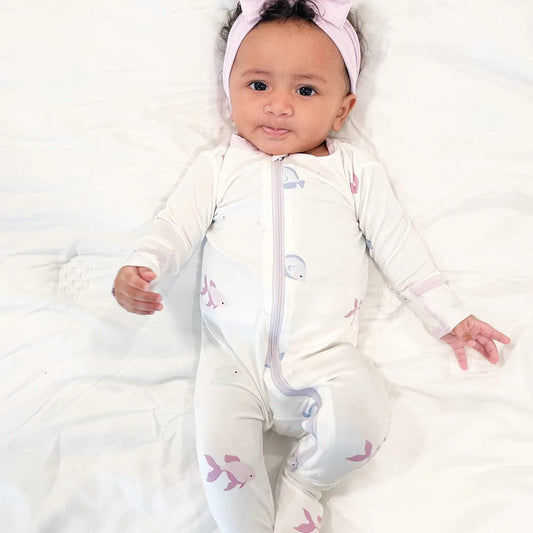 Bamboo Little Zippered Footie - Lavender Fish (3-6m) - FOO-36-FISL-W