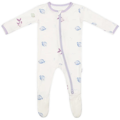 Bamboo Little Zippered Footie - Lavender Fish (3-6m) - FOO-36-FISL-W