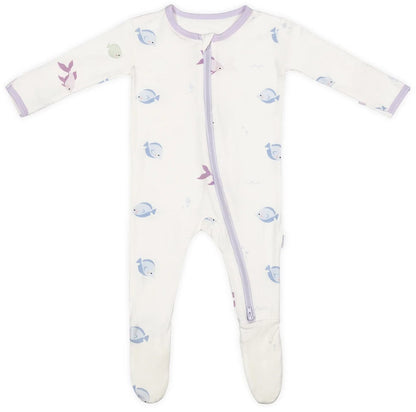 Bamboo Little Zippered Footie - Lavender Fish (6-9m) - FOO-69-FISL-W