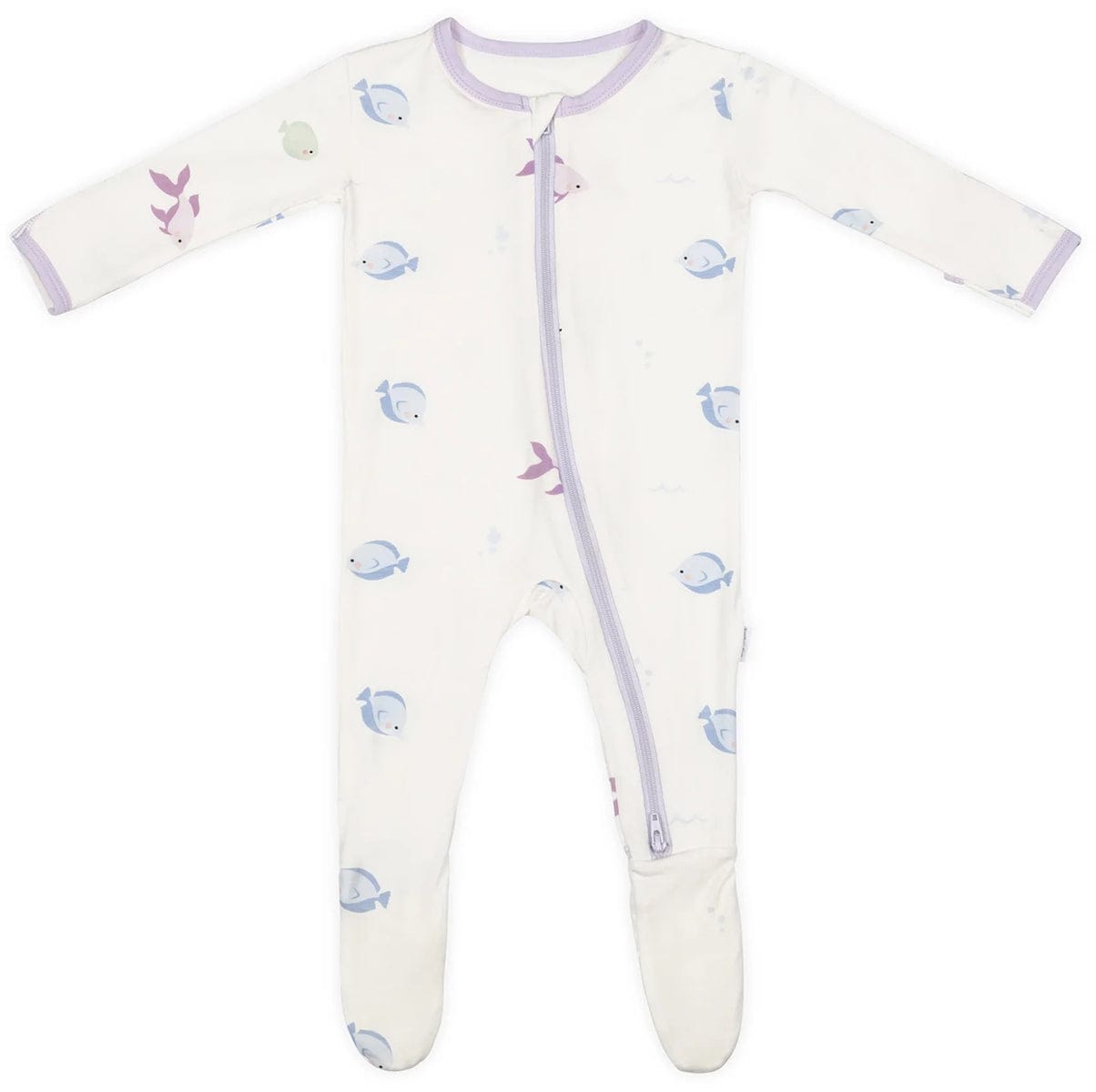 Bamboo Little Zippered Footie - Lavender Fish (9-12m) - FOO-912-FISL-W