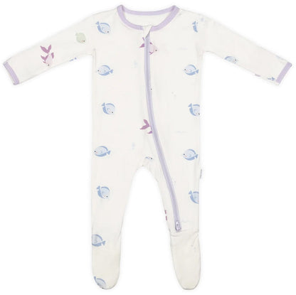 Bamboo Little Zippered Footie - Lavender Fish (9-12m) - FOO-912-FISL-W
