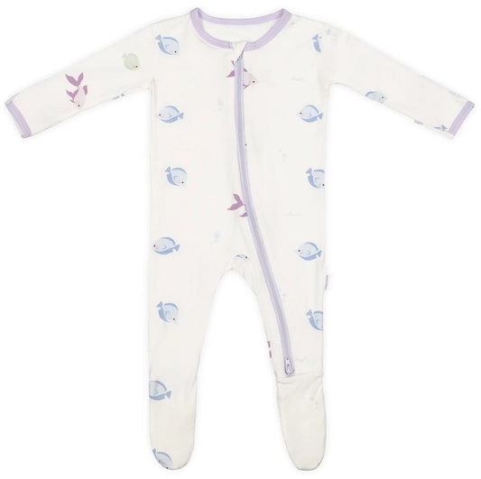 Bamboo Little Zippered Footie - Lavender Fish (9-12m) - FOO-912-FISL-W