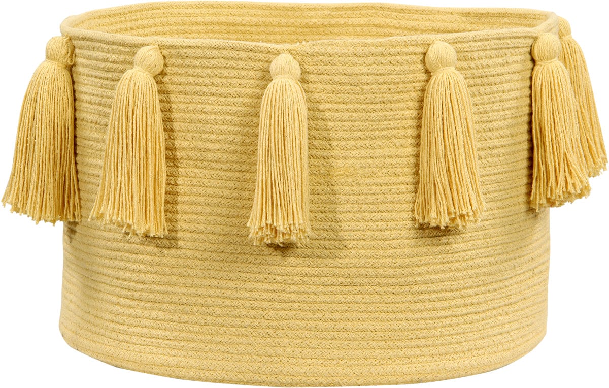 Lorena Canals Tassels Basket - Yellow - BSK-TAS-Y