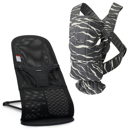 BabyBjörn Bouncer Bliss + Baby Carrier Mini Bundle - Black Mesh / Landscape - 610120US