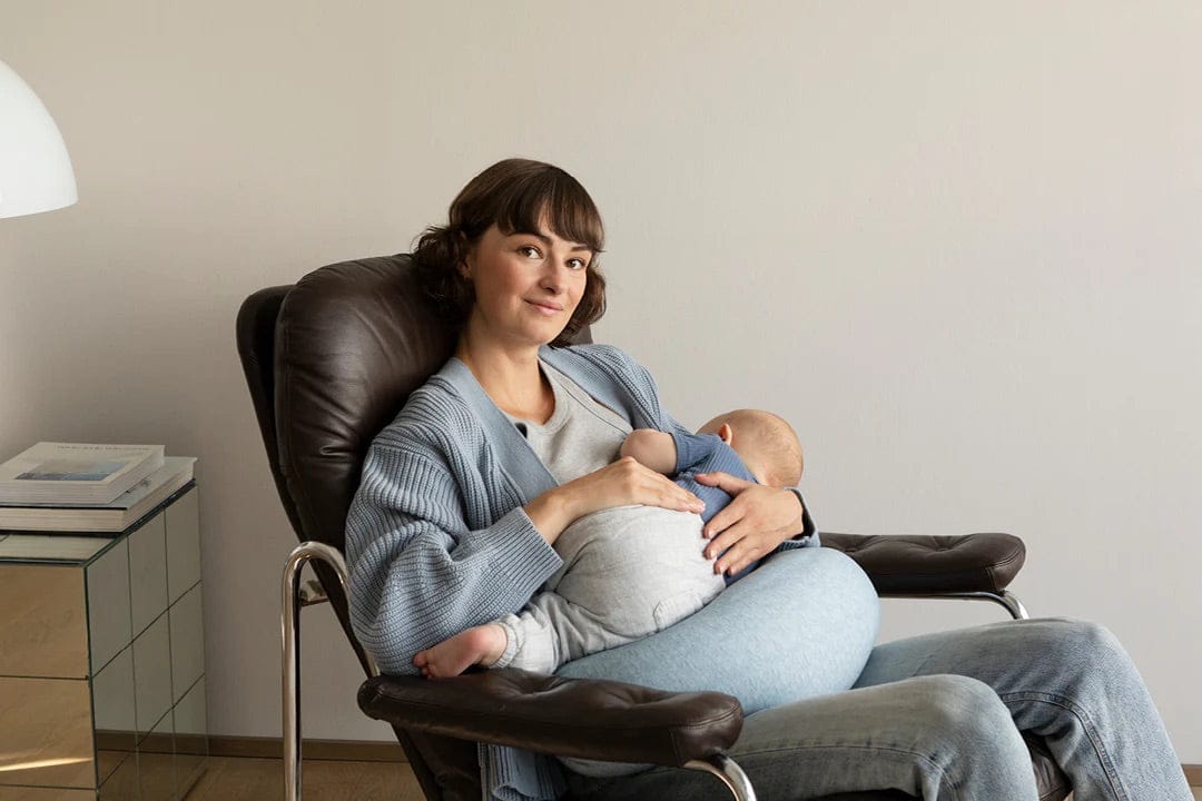 bbhugme Nursing Pillow - Blue Melange / Vanilla