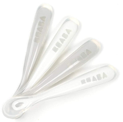 BEABA Baby’s First Foods Silicone Spoons Set, Set of 4 - Cloud