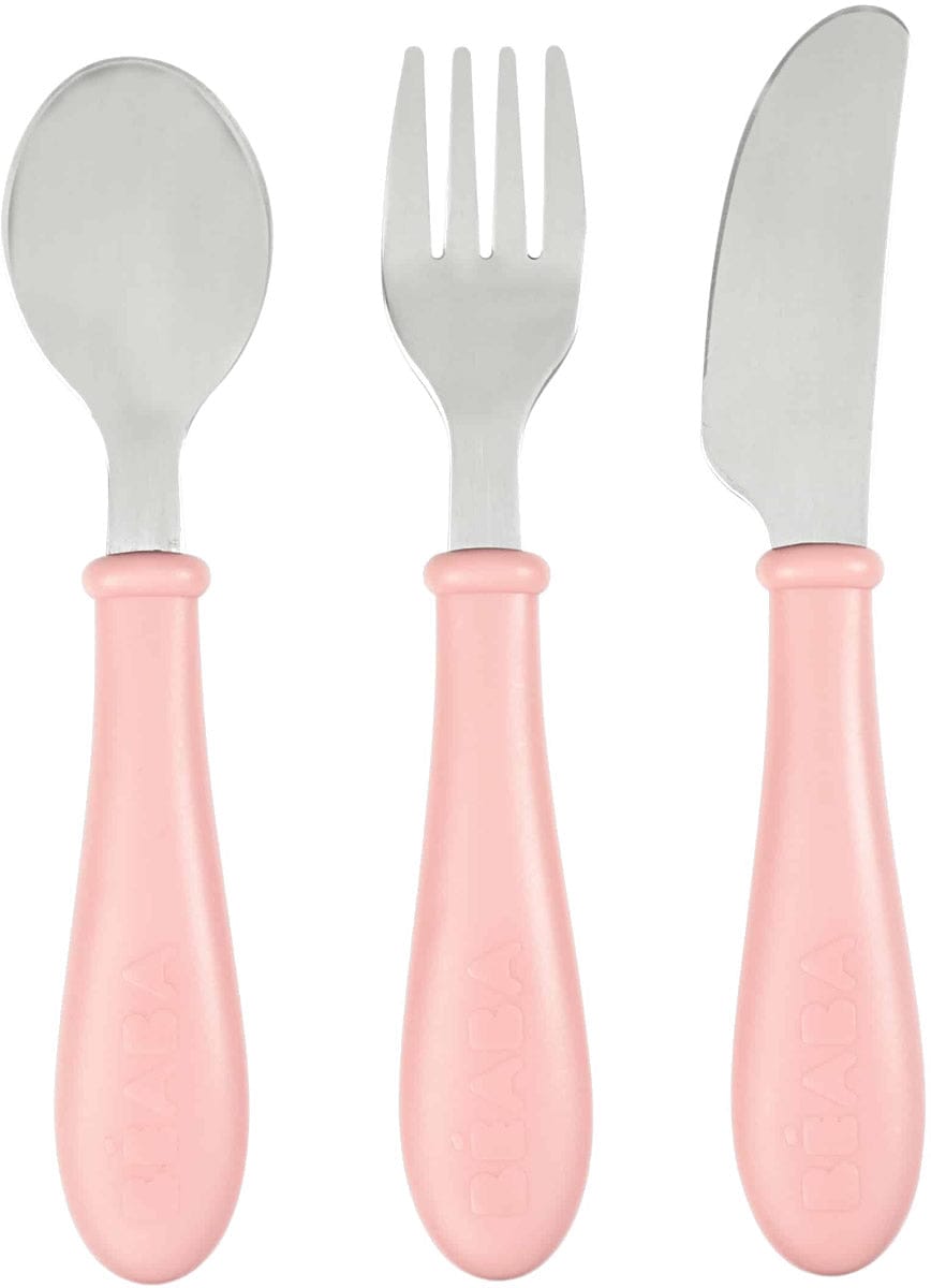 BEABA Children’s All Grown Up First Flatware Set, Set of 3 - Rose