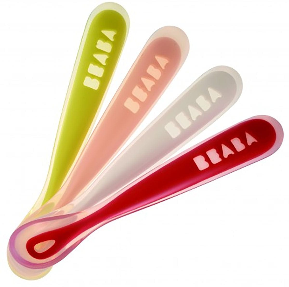 Beaba First Stage Silicone Spoons Set Of 4 - Neon