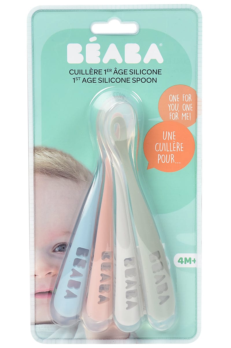 Beaba First Stage Silicone Spoons, Set of 4 - Rose - 913465