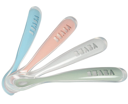 Beaba First Stage Silicone Spoons, Set of 4 - Rose - 913465
