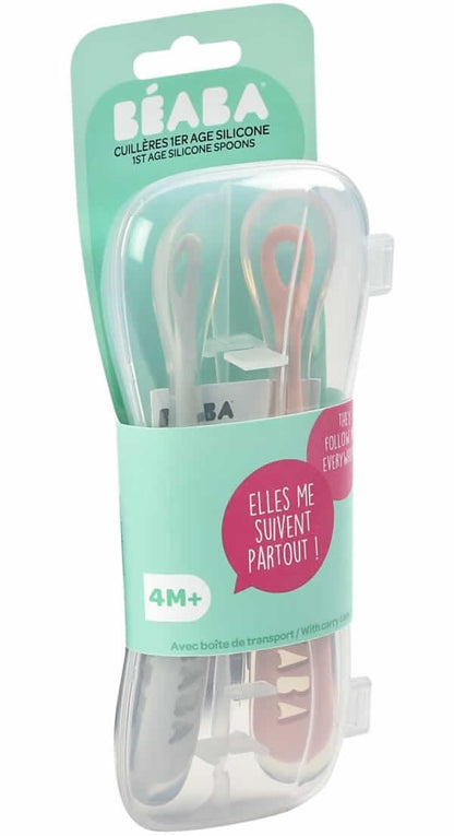 Beaba Set of 2 Spoon Travel Set - Cloud/Rose - 913469