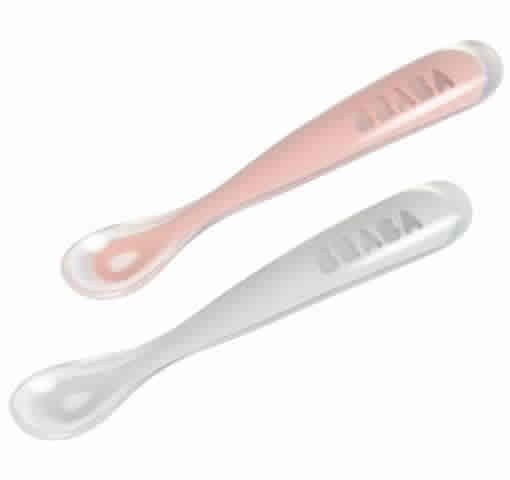 Beaba Set of 2 Spoon Travel Set - Cloud/Rose - 913469