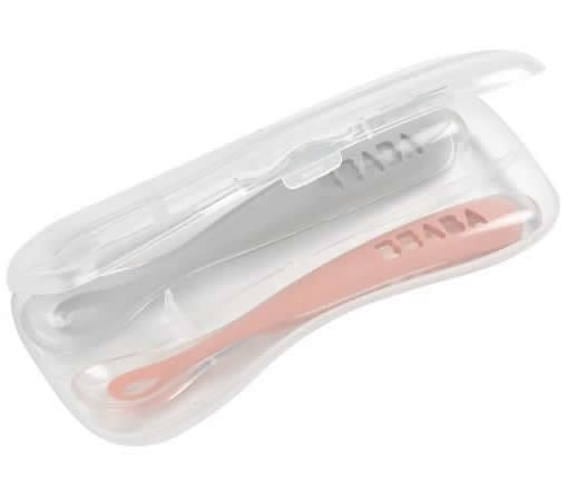 Beaba Set of 2 Spoon Travel Set - Cloud/Rose - 913469