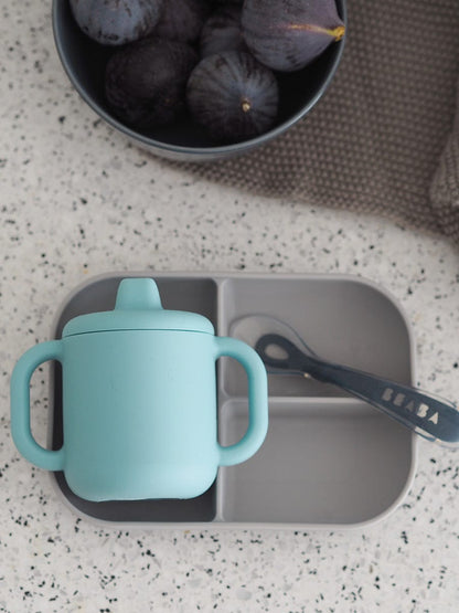BEABA Sips & Bites 3-Piece Silicone Feeding Set - Rain - 913526