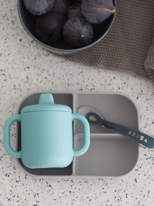 BEABA Sips & Bites 3-Piece Silicone Feeding Set - Rain - 913526