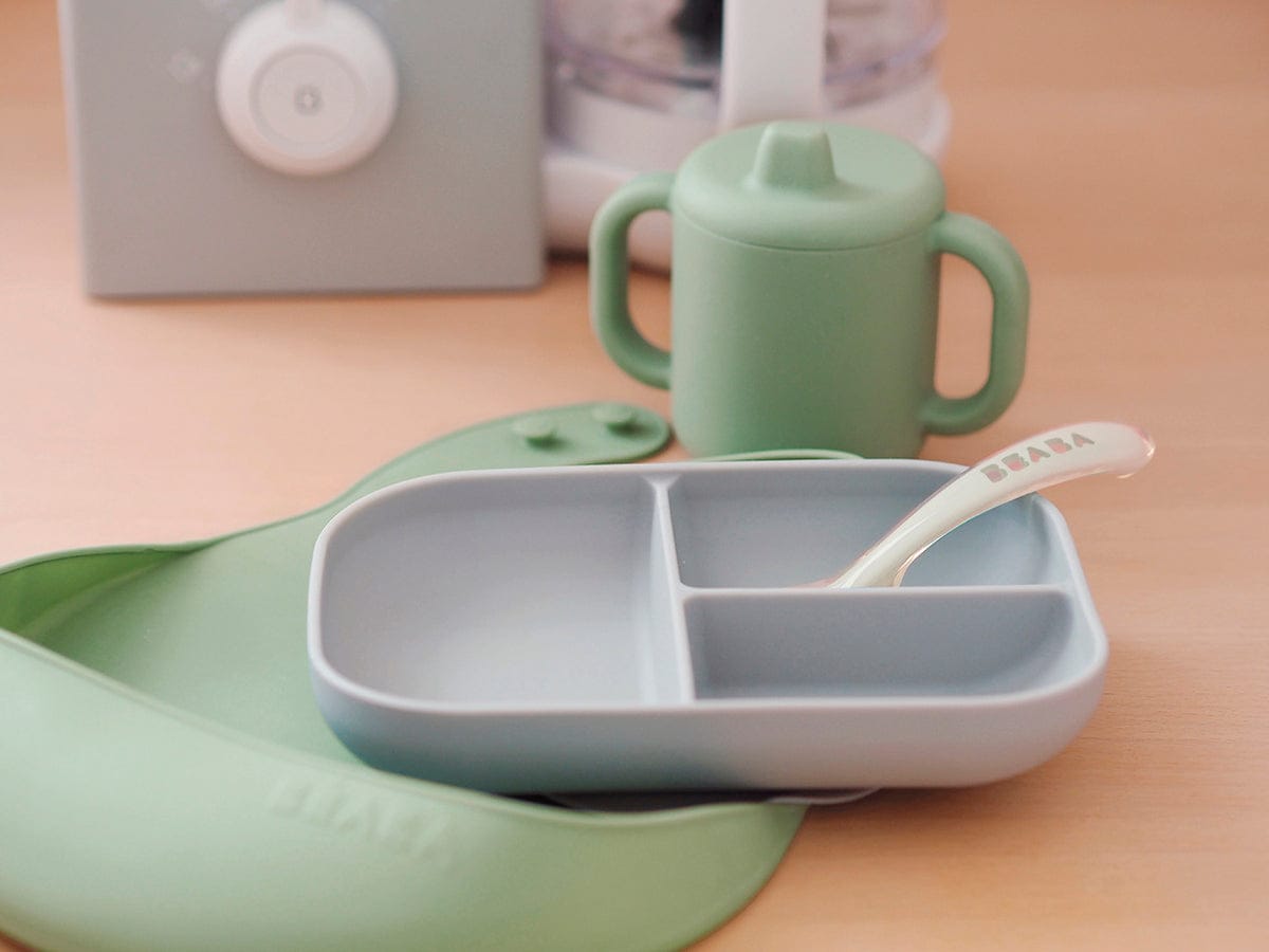 BEABA The Essentials Silicone Meal Set - Grey / Sage - 913556