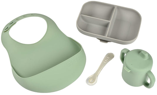 BEABA The Essentials Silicone Meal Set - Grey / Sage - 913556