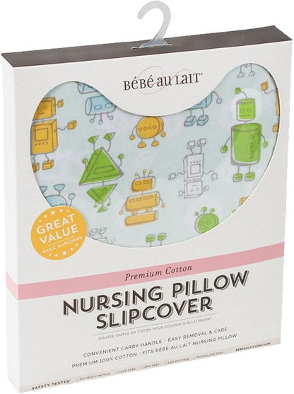 Bebe au Lait Simple Nursing Pillow Cover - Robots - PCLRB