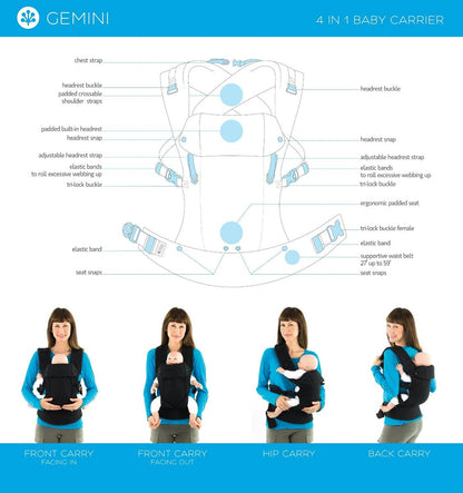 Beco Baby Gemini 4 in 1 Baby Carrier - Ellie - G1RE-ELLI