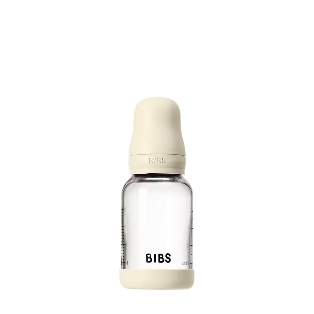 BIBS Baby Glass Bottle Set 4oz Latex, Slow Flow - Ivory - 5019216