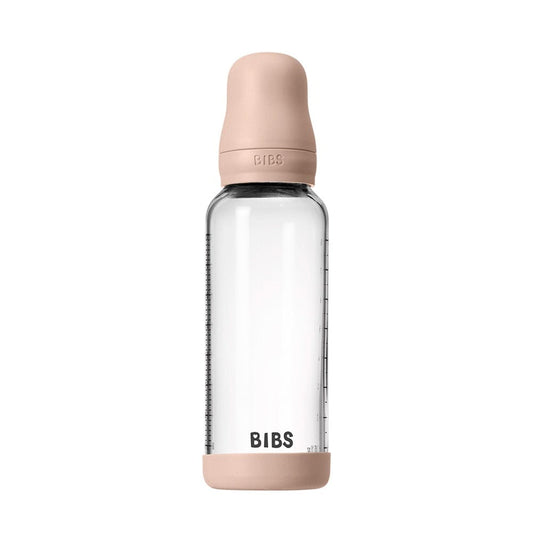 BIBS Baby Glass Bottle Set 8oz Latex, Medium Flow - Blush - 5020244