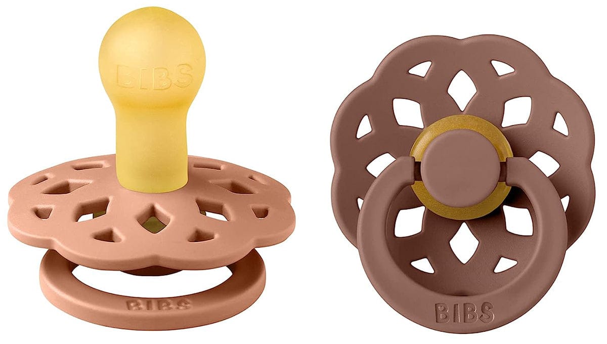 BIBS Boheme Pacifier, 2 Pack - Peach/Woodchuck - Size 1 (0-6 m) - 230108