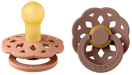 BIBS Boheme Pacifier, 2 Pack - Peach/Woodchuck - Size 2 (6+ m) - 240108