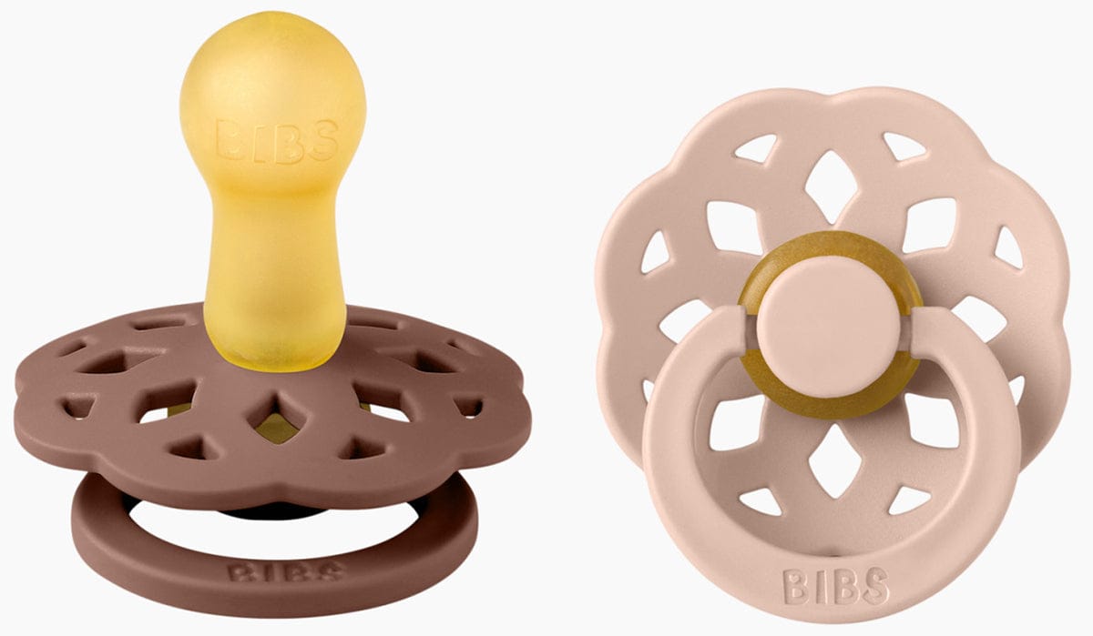 BIBS Boheme Pacifier, 2 Pack - Woodchuck/Blush - Size 2 (6+ m) - 240102