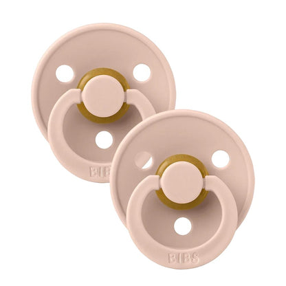 BIBS Colour 2-Pack Natural Rubber Latex Pacifiers, Size 2 - Blush/Blush