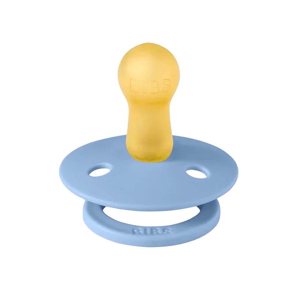 BIBS Colour 2-Pack Natural Rubber Latex Pacifiers, Size 2 - Sky Blue/Steel Blue