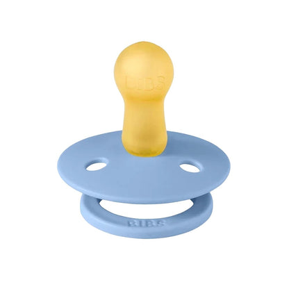 BIBS Colour 2-Pack Natural Rubber Latex Pacifiers, Size 2 - Sky Blue/Steel Blue