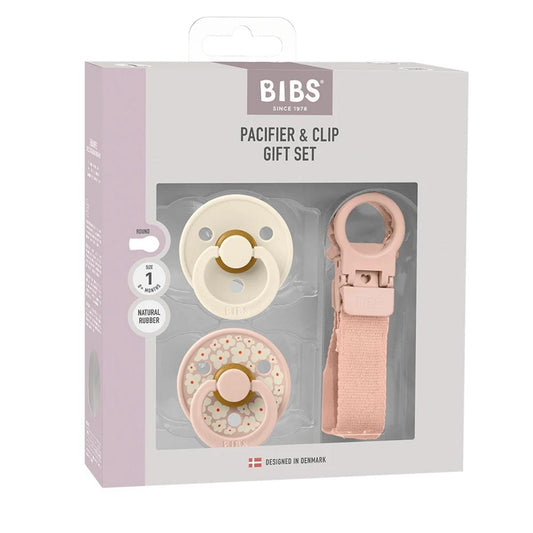 BIBS Colour Pacifier & Loop Clip Gift Set - Blush - Size 1 (0+ m) - 7500139