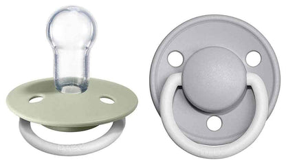 BIBS De Lux GLOW Silicone Pacifier, 2 Pack - Sage/Cloud - One Size (0-3 years) - 150217